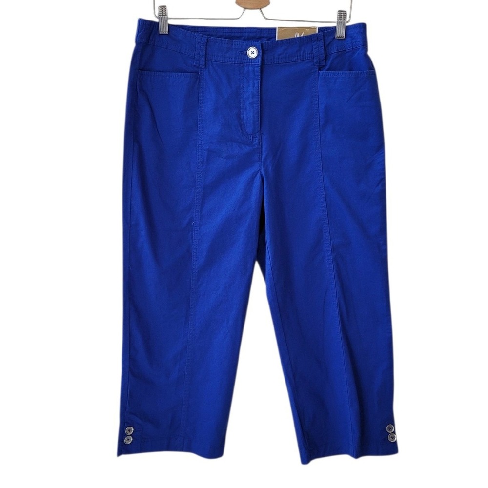 JM COLLECTION 12 Blue Regular Length Cropped Capri Pant Women